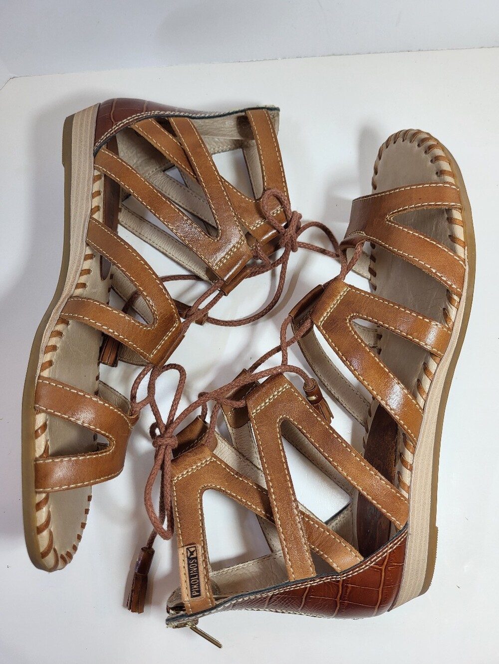 Pikolinos Leather Gladiator SANDALS Womens EU 39 US 8.5 - 9 Brandy Brown *READ - Picture 7 of 16